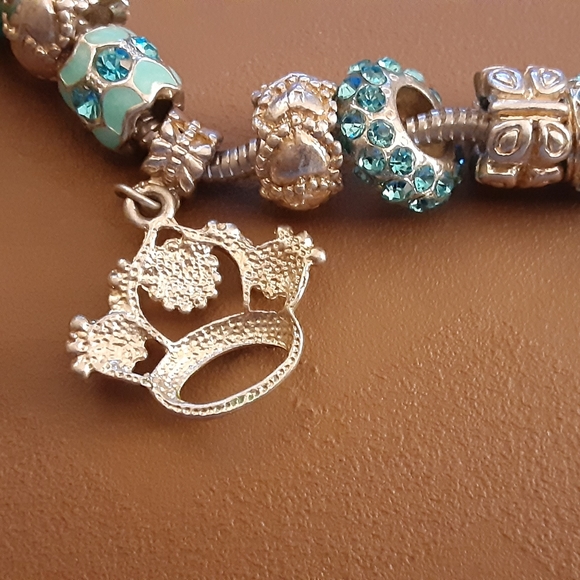 Turquoise Blue Bead Charm Bracelet - Picture 6 of 10